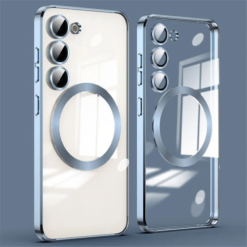 For Samsung Galaxy S23 Magnetic Clear Case TPU Phone Back Cover Magnetic Case - Blue - 1
