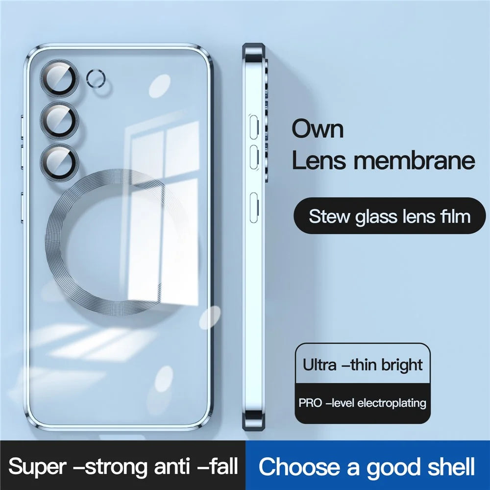 For Samsung Galaxy S23 Magnetic Clear Case TPU Phone Back Cover Magnetic Case - Blue - 2