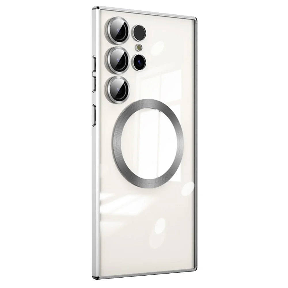Magnetic Case For Samsung Galaxy S23 Ultra TPU Phone Back Cover Magnetic Case - Silver - 1