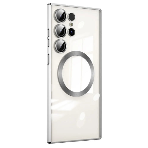 Magnetic Case For Samsung Galaxy S23 Ultra TPU Phone Back Cover Magnetic Case - Silver - 1