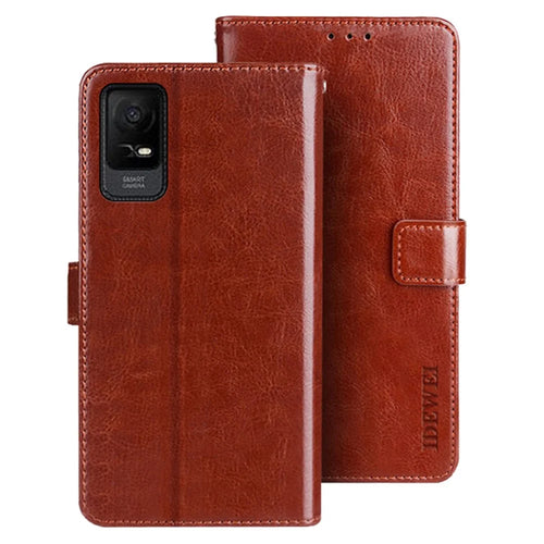 IDEWEI For TCL Ion X PU Leather Phone Case Wallet Crazy Horse Texture Stand Phone Cover - Brown - 1