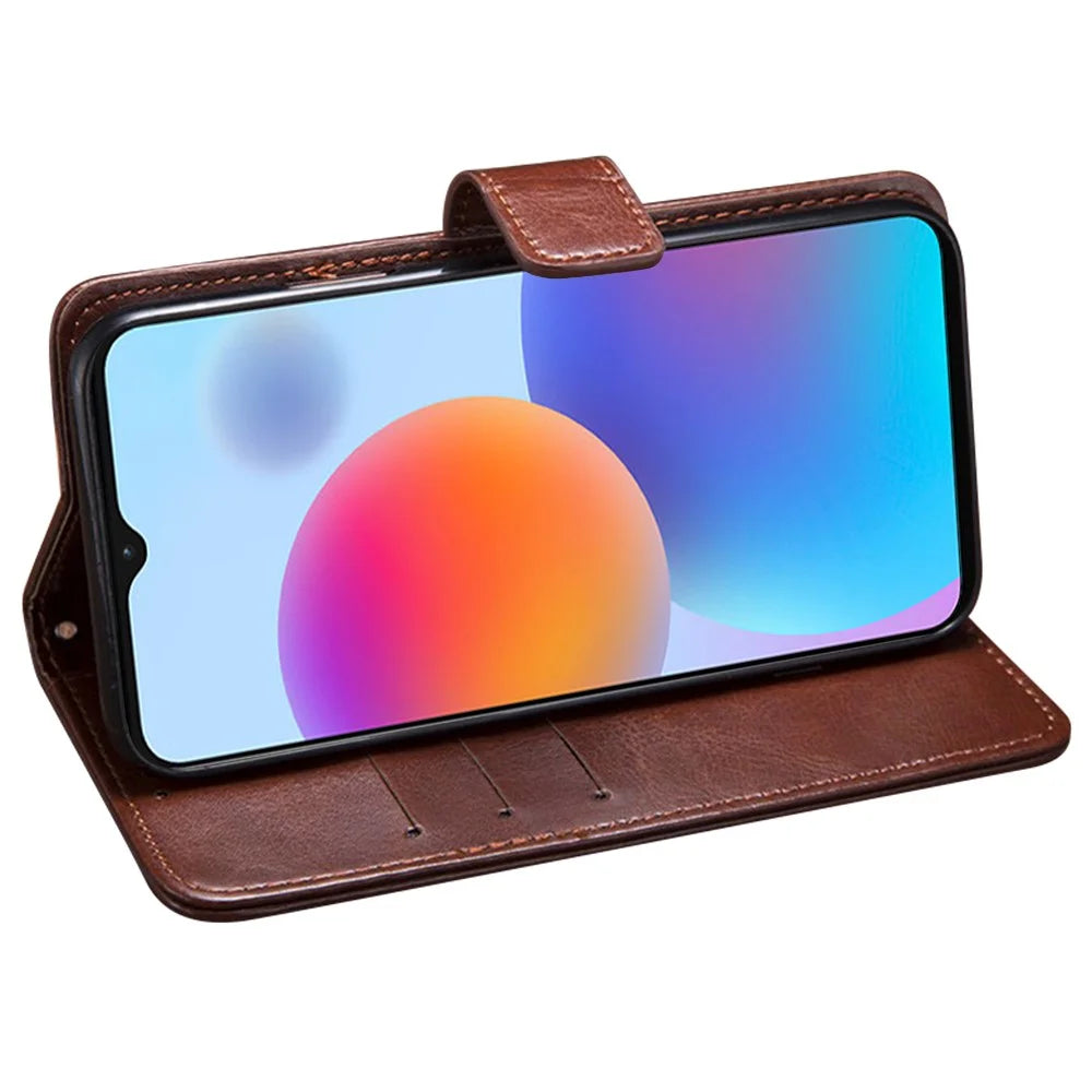 IDEWEI For TCL Ion X PU Leather Phone Case Wallet Crazy Horse Texture Stand Phone Cover - Brown - 3
