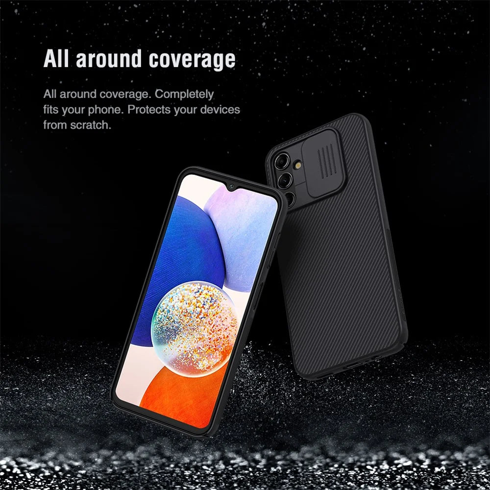 NILLKIN CamShield for Samsung Galaxy A14 5G / A14 4G Hard PC Case Slide Lens Protection Anti-Dust Phone Cover - Blue - 6
