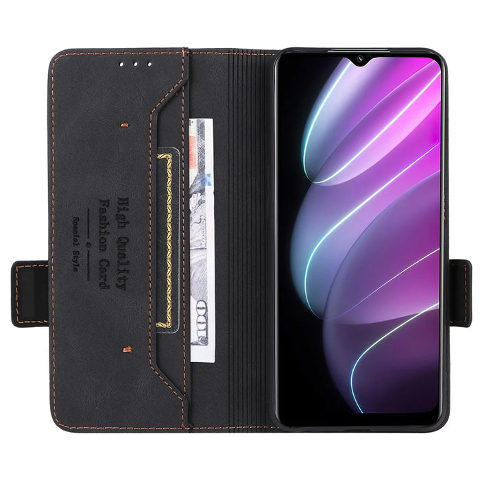 For Realme V30 / V30t 5G Hardware Decor PU Leather Phone Case Drop-proof Wallet Stand Cover - Black - 2