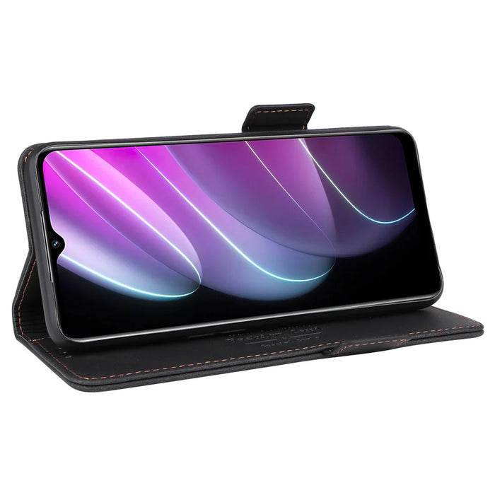 For Realme V30 / V30t 5G Hardware Decor PU Leather Phone Case Drop-proof Wallet Stand Cover - Black - 3
