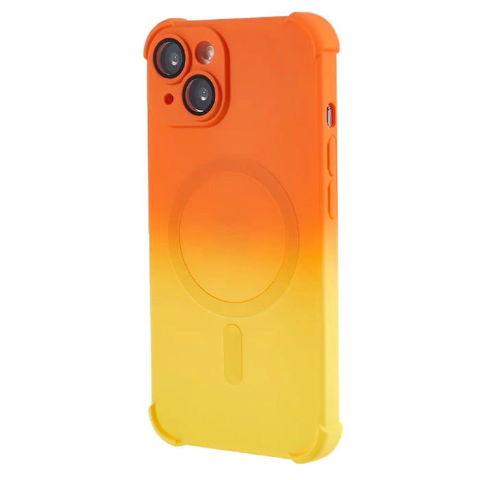 Magnetic TPU Case for iPhone 13 , Glass Lens Protector Gradient Dual Color Phone Cover - Orange + Yellow - 3