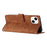 For iPhone 14 / 13 Stand Leather Phone Case Skin-touch Lines Imprinted Wallet Cover - Brown - 3