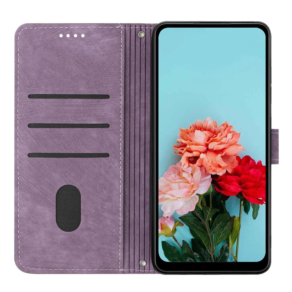 For iPod Touch 5 / 6 / (2019) Phone Case PU Leather Stand Wallet Skin-touch Lines Imprinted Cover - Purple - 2
