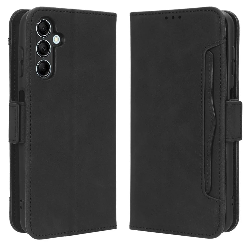 Wallet PU Leather Case for Samsung Galaxy M14 5G , Multiple Card Slots Phone Stand Cover - Black - 1