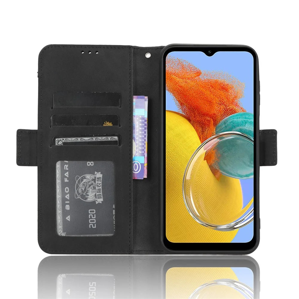 Wallet PU Leather Case for Samsung Galaxy M14 5G , Multiple Card Slots Phone Stand Cover - Black - 2