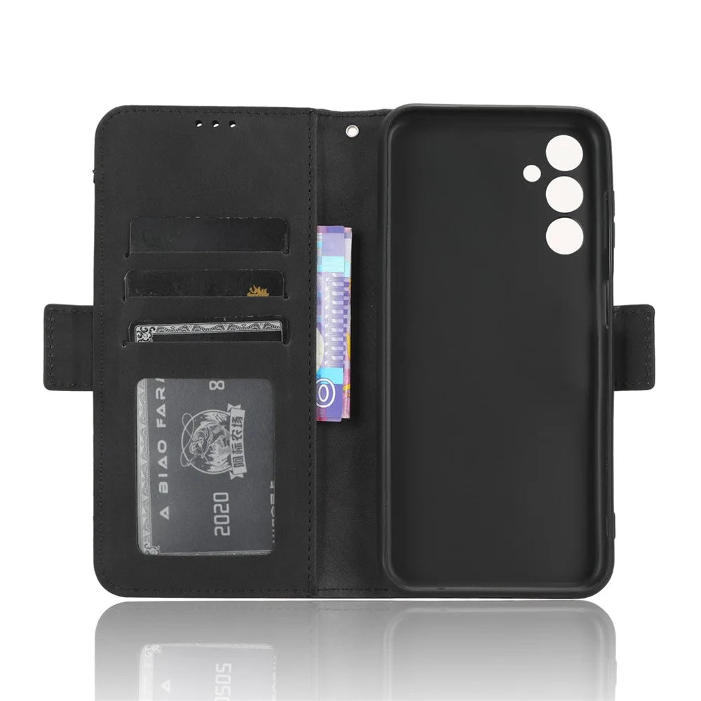 Wallet PU Leather Case for Samsung Galaxy M14 5G , Multiple Card Slots Phone Stand Cover - Black - 4