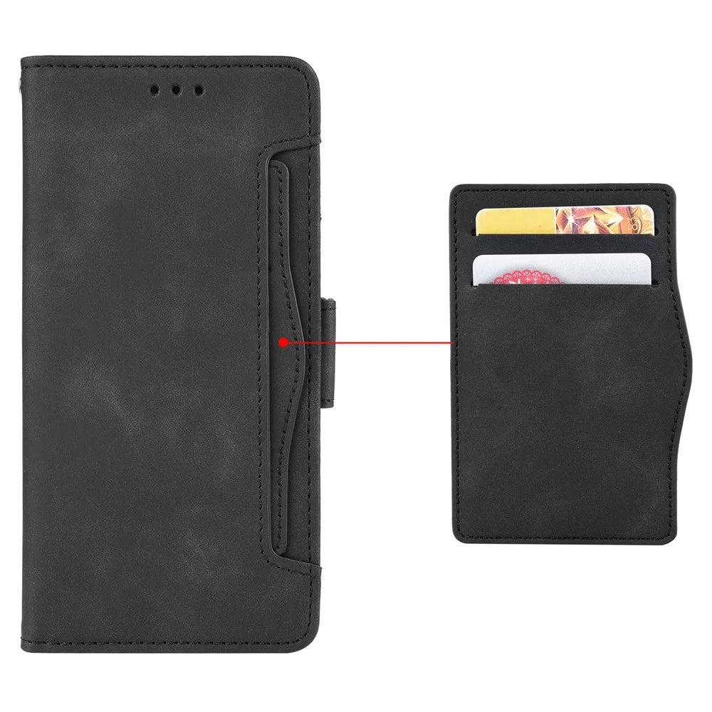 Wallet PU Leather Case for Samsung Galaxy M14 5G , Multiple Card Slots Phone Stand Cover - Black - 5
