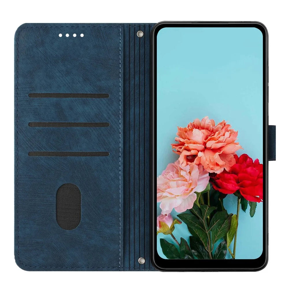 For TECNO Spark Go 2023 4G / Pop 7 Pro 4G / Infinix Smart 7 4G X6515 Leather Case Wallet Lines Imprinted Stand Cover - Sapphire - 2