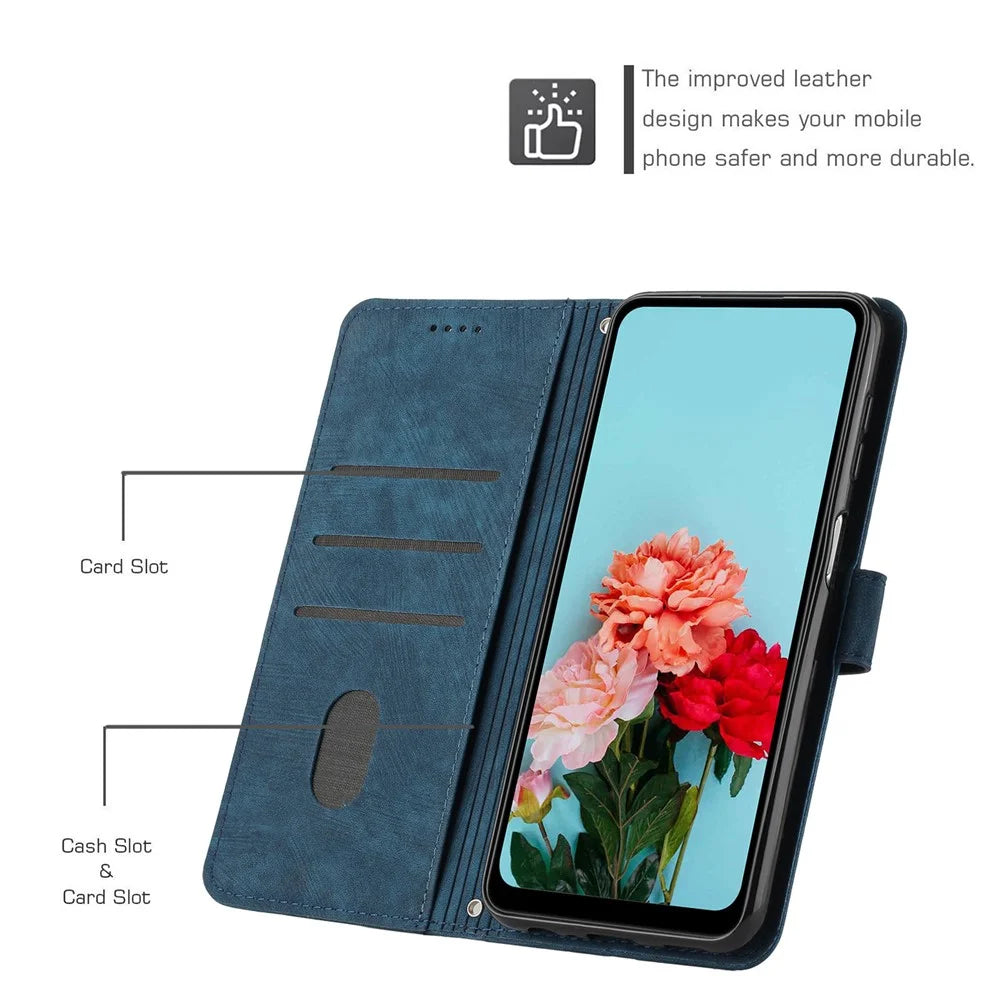 For TECNO Spark Go 2023 4G / Pop 7 Pro 4G / Infinix Smart 7 4G X6515 Leather Case Wallet Lines Imprinted Stand Cover - Sapphire - 5