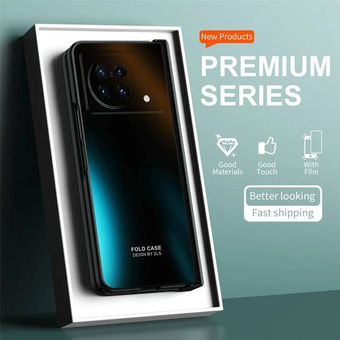For vivo X Fold Hard PC Phone Case Anti-Drop Phone Shell Cover with Screen Protector - Black - 4