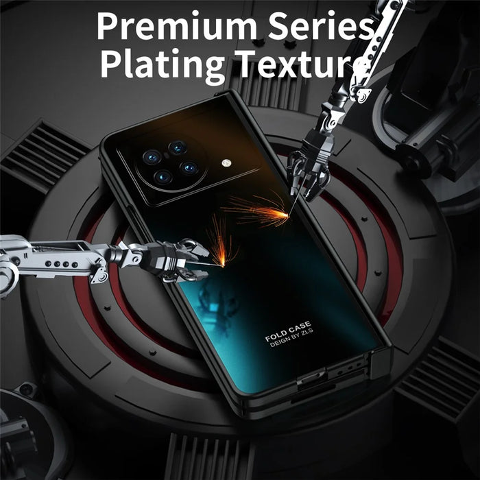 For vivo X Fold Hard PC Phone Case Anti-Drop Phone Shell Cover with Screen Protector - Black - 5