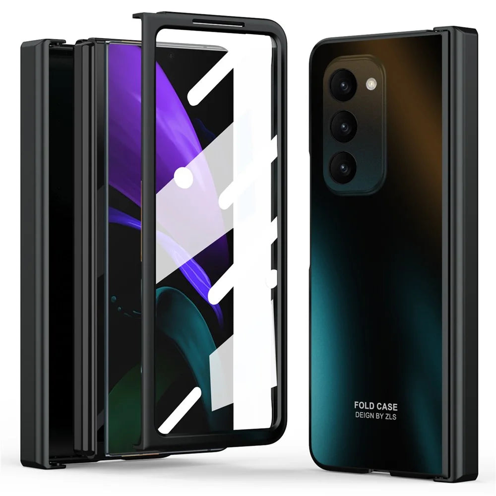 Hard PC Phone Case for Samsung Galaxy Z Fold2 5G Anti-Drop Protective Phone Shell Cover with Screen Film - Black - 1