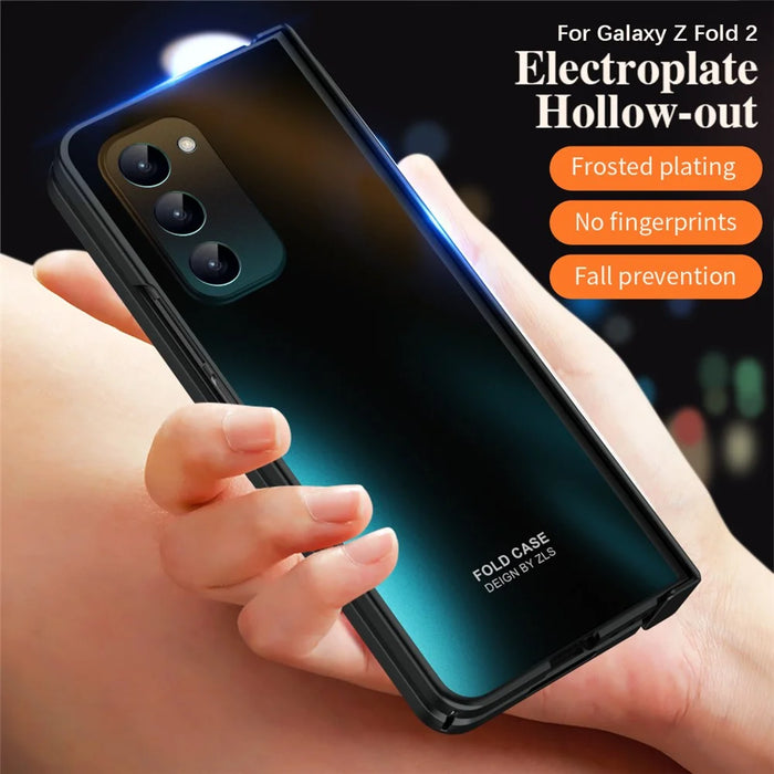 Hard PC Phone Case for Samsung Galaxy Z Fold2 5G Anti-Drop Protective Phone Shell Cover with Screen Film - Black - 2
