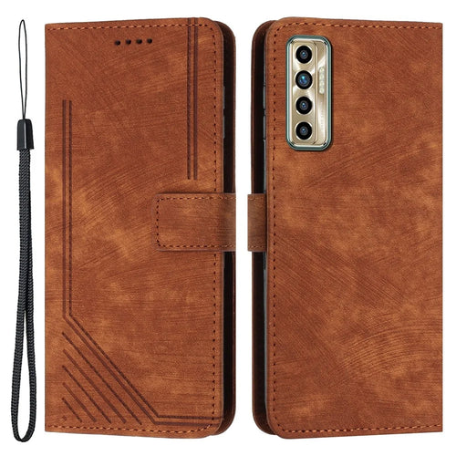 For TECNO Camon 17P / 17 Pro Anti-Scratch PU Leather Wallet Phone Case Skin-Touch Flip Stand Mobile Phone Cover - Brown - 1