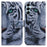 For Samsung Galaxy M14 5G Wallet Stand Pattern Printing Phone Case PU Leather Shockproof Cover Shell - Tiger Head - 1