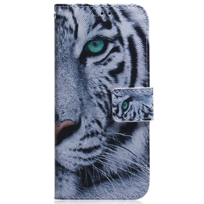 For Samsung Galaxy M14 5G Wallet Stand Pattern Printing Phone Case PU Leather Shockproof Cover Shell - Tiger Head - 7