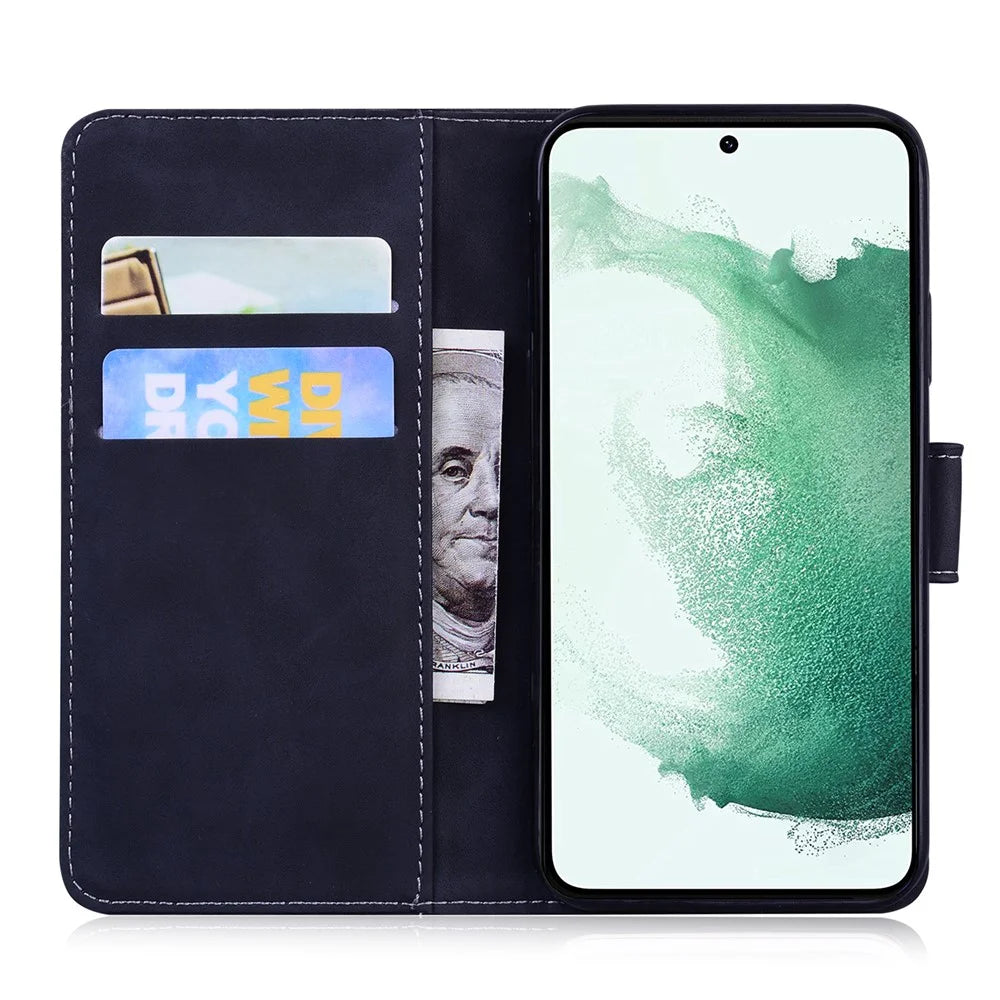 Tiger Imprinted Shell for Samsung Galaxy M14 5G Shockproof PU Leather Wallet Stand Case Phone Cover - Black - 2