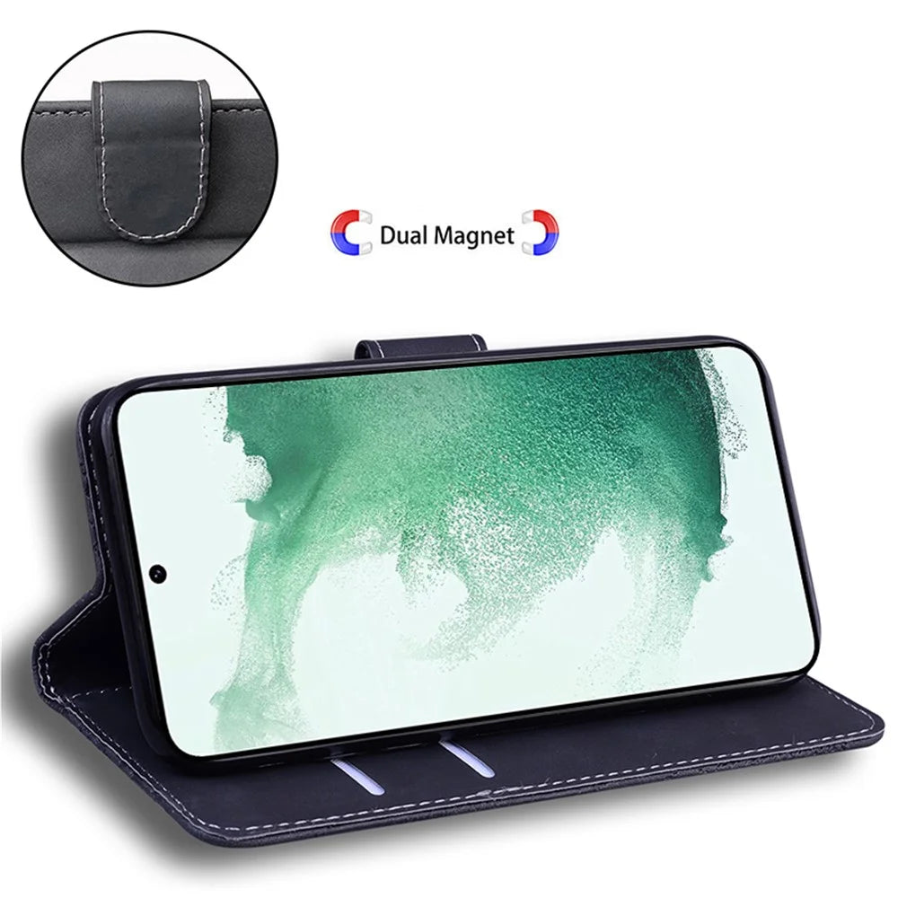 Tiger Imprinted Shell for Samsung Galaxy M14 5G Shockproof PU Leather Wallet Stand Case Phone Cover - Black - 3