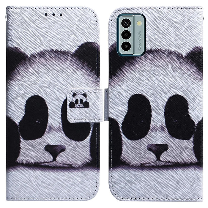 For Nokia G22 Pattern Printing Phone Case PU Leather Wallet Stand Shockproof Cover Shell - Panda - 1