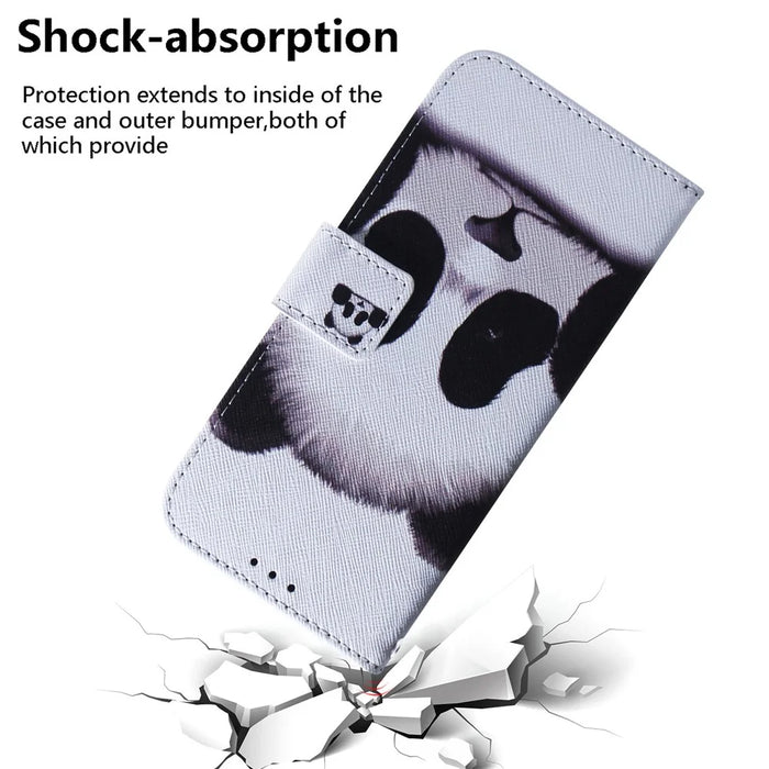 For Nokia G22 Pattern Printing Phone Case PU Leather Wallet Stand Shockproof Cover Shell - Panda - 5