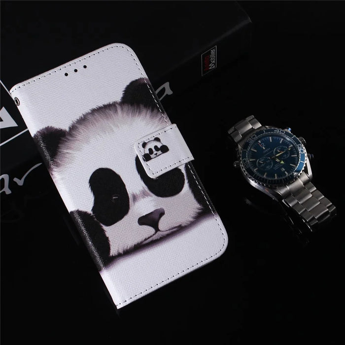 For Nokia G22 Pattern Printing Phone Case PU Leather Wallet Stand Shockproof Cover Shell - Panda - 6