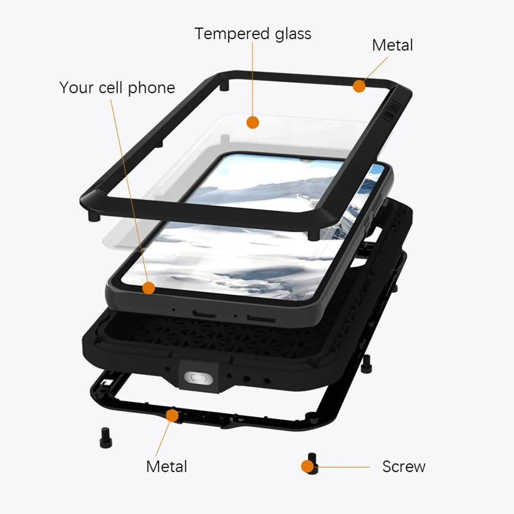 LOVE MEI For Samsung Galaxy A34 5G Silicone + Metal Anti-drop Rugged Phone Case with Built-in Tempered Screen Protector - Black - 2