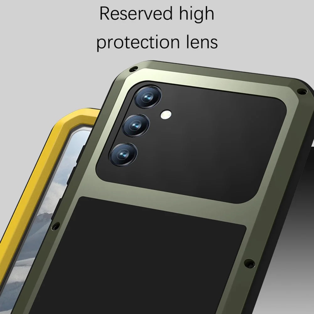 LOVE MEI For Samsung Galaxy A34 5G Silicone + Metal Anti-drop Rugged Phone Case with Built-in Tempered Screen Protector - Black - 4