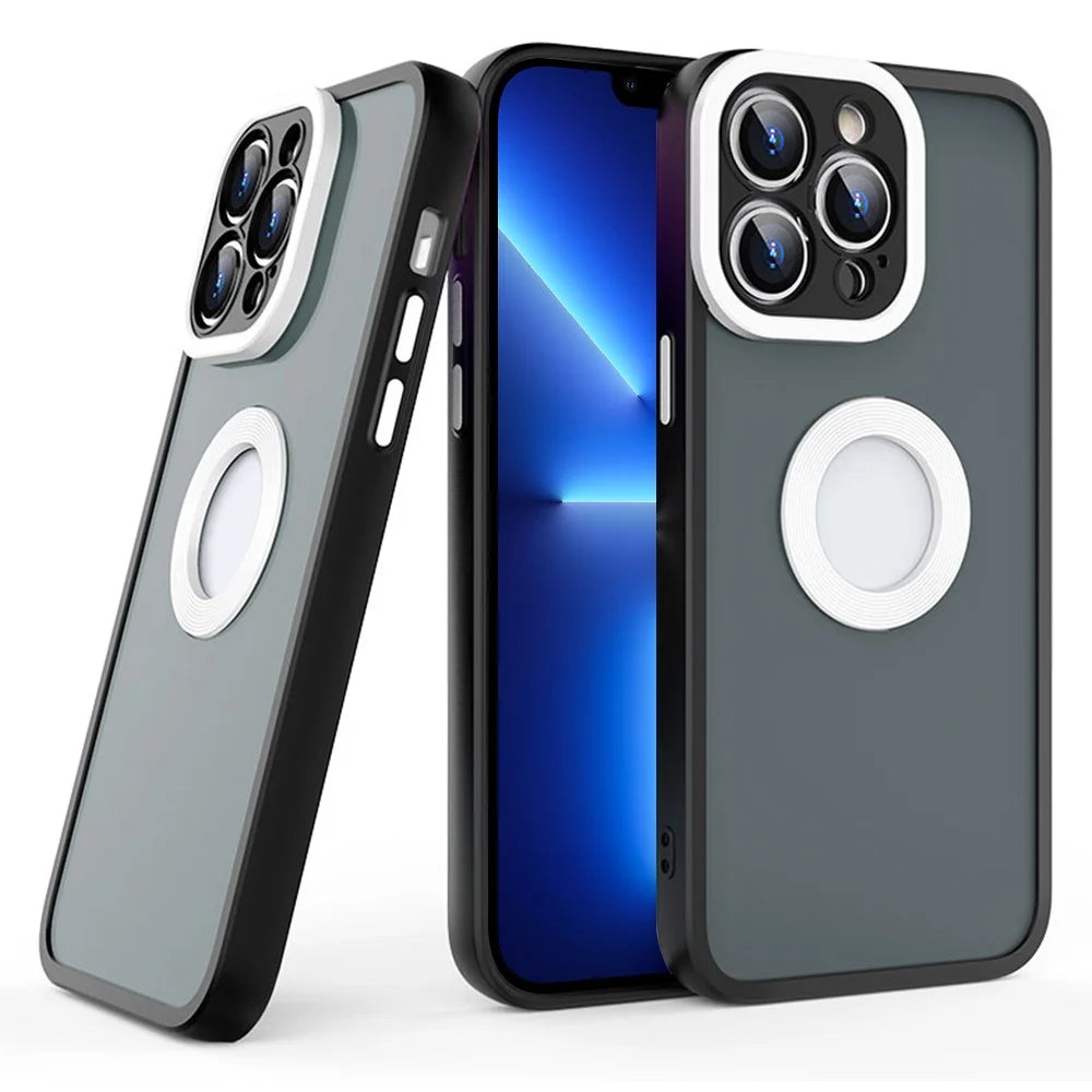 Soft TPU PC Case for iPhone 13 Pro 6.1 inch Case Skin-Touch Slim Phone Cover (Round Hollow Show Phone's Logo) - Black - 1