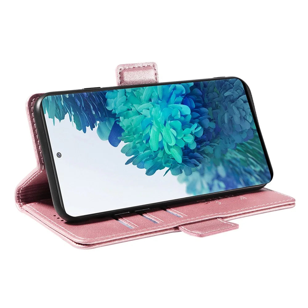 YIKATU YK-003 Wallet Case for Samsung Galaxy S20 FE / S20 FE 5G / S20 FE 2022 / S20 Lite , PU Leather Stand Magnetic Phone Cover - Rose Gold - 3