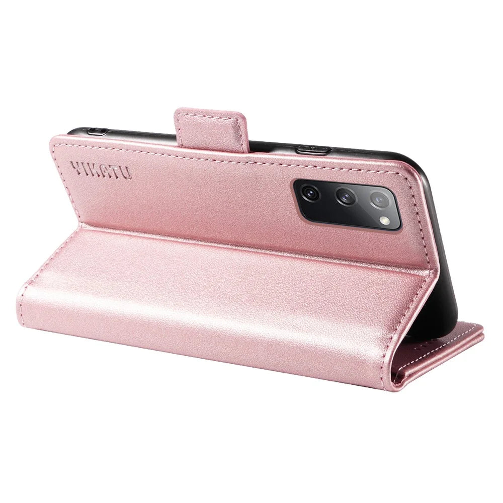 YIKATU YK-003 Wallet Case for Samsung Galaxy S20 FE / S20 FE 5G / S20 FE 2022 / S20 Lite , PU Leather Stand Magnetic Phone Cover - Rose Gold - 4