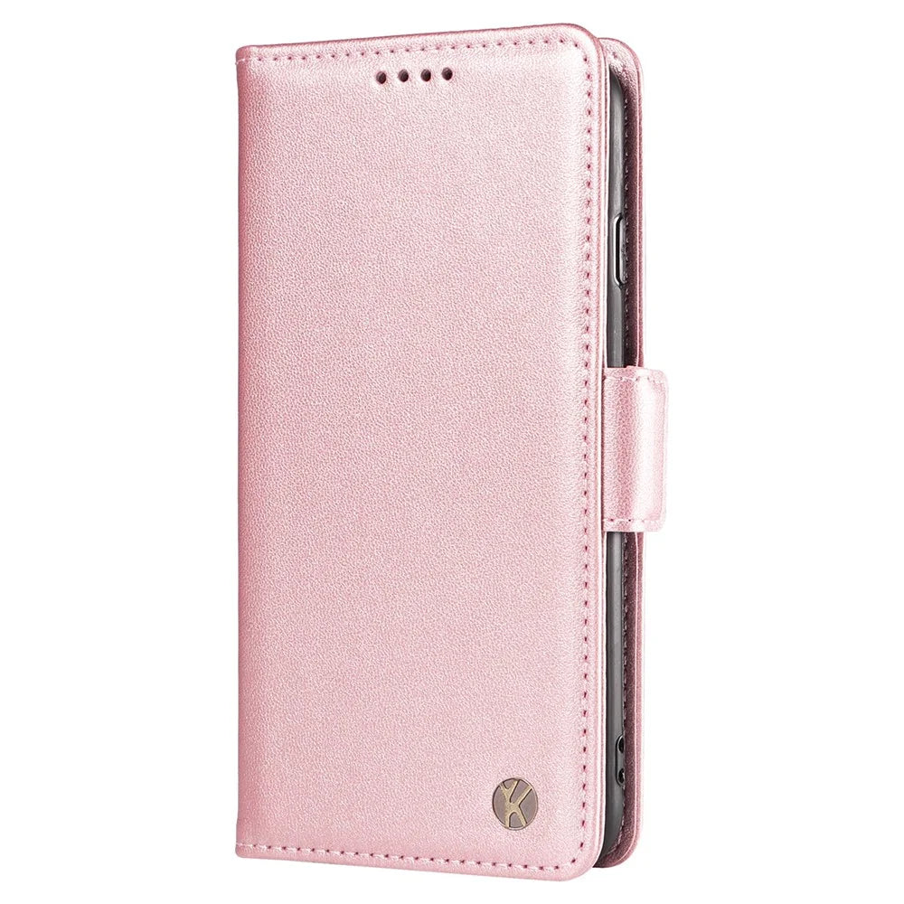 YIKATU YK-003 Wallet Case for Samsung Galaxy S20 FE / S20 FE 5G / S20 FE 2022 / S20 Lite , PU Leather Stand Magnetic Phone Cover - Rose Gold - 7