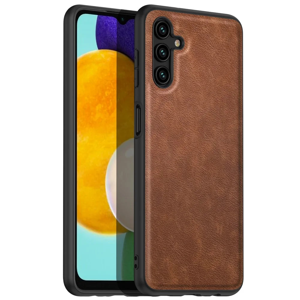 For Samsung Galaxy A24 4G (162.1 x 77.6 x 8.3mm) Vintage Phone Case PU Leather + TPU Scratch Resistant Back Cover - Brown - 1