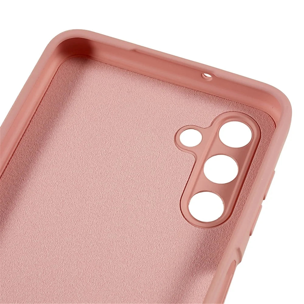 For Samsung Galaxy A13 5G Rubberized Phone Case Soft TPU Fiber Lining Cushion Shockproof Cover - Pink - 7