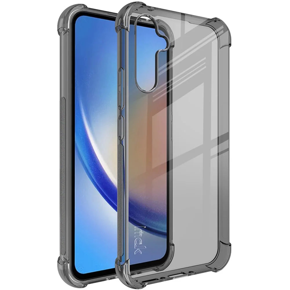 IMAK For Samsung Galaxy A34 5G TPU Phone Back Case Clear Anti-fall Airbag Cover - Transparent Black - 1