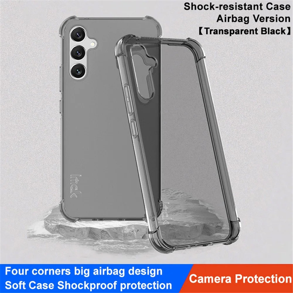 IMAK For Samsung Galaxy A34 5G TPU Phone Back Case Clear Anti-fall Airbag Cover - Transparent Black - 2