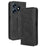 For TECNO Spark 10 4G PU Leather Vintage Phone Case Wallet Stand Folio Protective Cover - Black - 1
