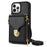 For iPhone 13 Pro 6.1 inch PU Leather + TPU Back Case Zipper Card Holder Kickstand Phone Cover with Shoulder Strap - Black - 1