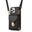 For iPhone 13 Pro 6.1 inch PU Leather + TPU Back Case Zipper Card Holder Kickstand Phone Cover with Shoulder Strap - Black - 7