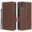 For Nokia C32 PU Leather Wallet Case Litchi Texture Stand Phone Cover with Strap - Brown - 1