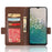 For Nokia C32 PU Leather Wallet Case Litchi Texture Stand Phone Cover with Strap - Brown - 2