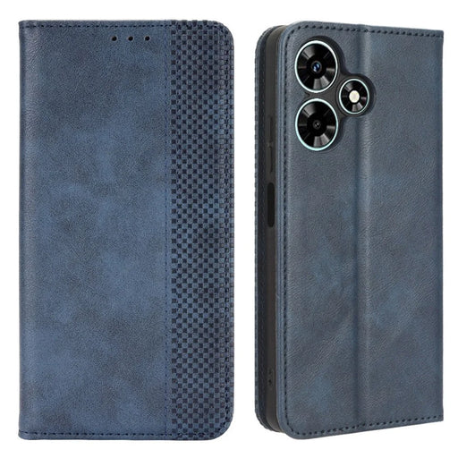 For Infinix Hot 30i / Hot 30i NFC X669 PU Leather Vintage Phone Case Folio Book Stand Wallet Cover - Blue - 1