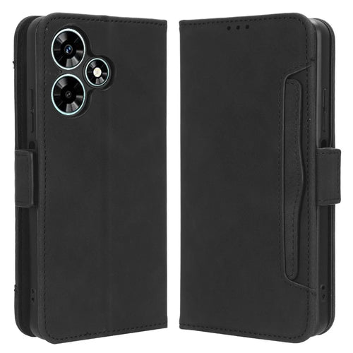 For Infinix Hot 30 X6831 PU Leather Stand Phone Cover Multiple Card Slots Flip Wallet Case - Black - 1