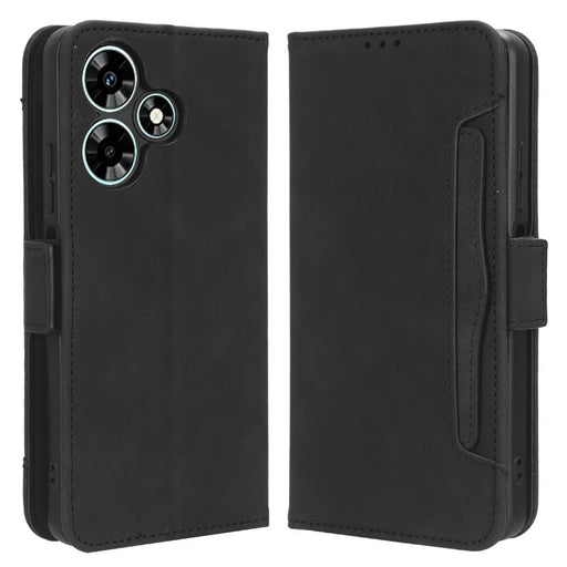 For Infinix Hot 30 X6831 PU Leather Stand Phone Cover Multiple Card Slots Flip Wallet Case - Black - 1