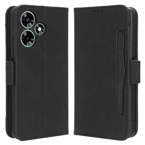 For Infinix Hot 30 Play Flip Stand Leather Phone Case Multiple Card Slots Wallet Cover - Black - 1