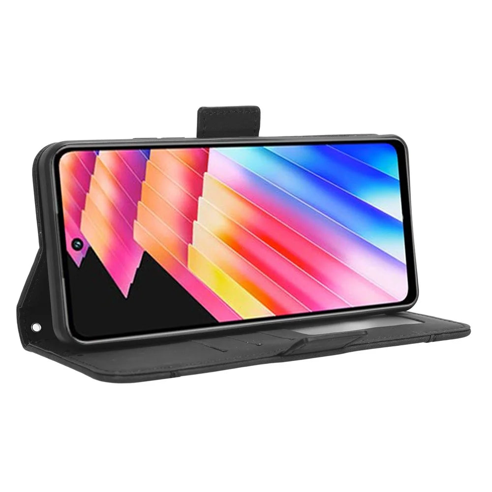 For Infinix Hot 30 Play Flip Stand Leather Phone Case Multiple Card Slots Wallet Cover - Black - 3